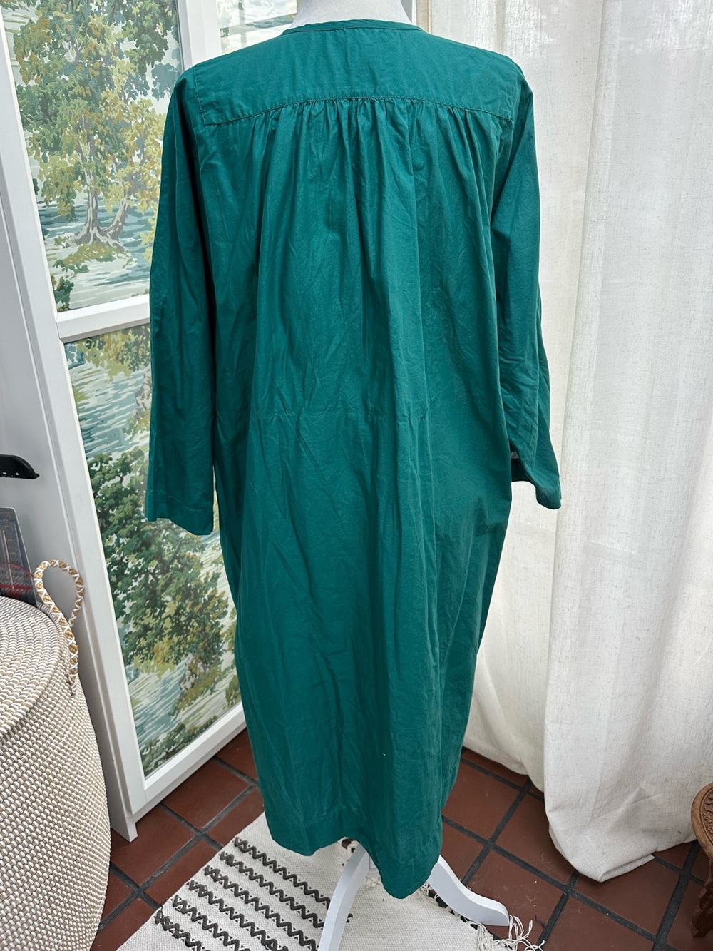 Toast Green Teal Cotton Lightweight Dress Size L/XL - Picture 3 of 10